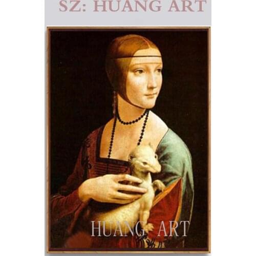 Hand-painted art abstract oil painting Leonardo da Vinci hold Yin Shu woman home wall living room canvas painting Home Decoratio