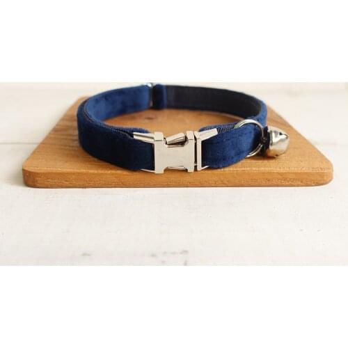 Handmade engraving metal buckle velvet cat collar pet products 2 sizes double cloth cat collar