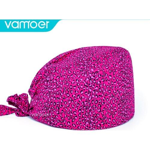 Red leopard Pet doctor nursing cap nurse uniform hat pure cotton Health service cap Pet veterinary hat