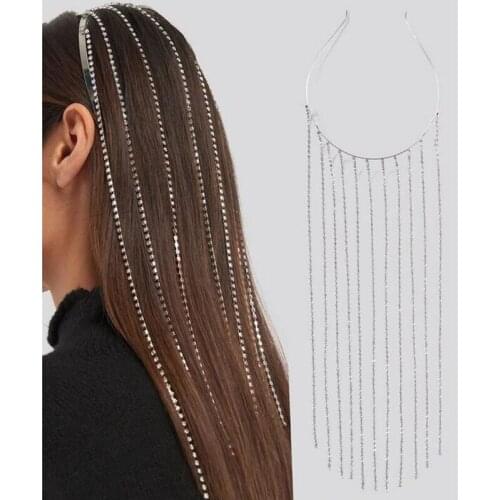 Rhinestone Headband Women Girls Headwear Head Chains Punk Classic Fashion Fringe Hair Accessories Wig Extension Chain AM2141