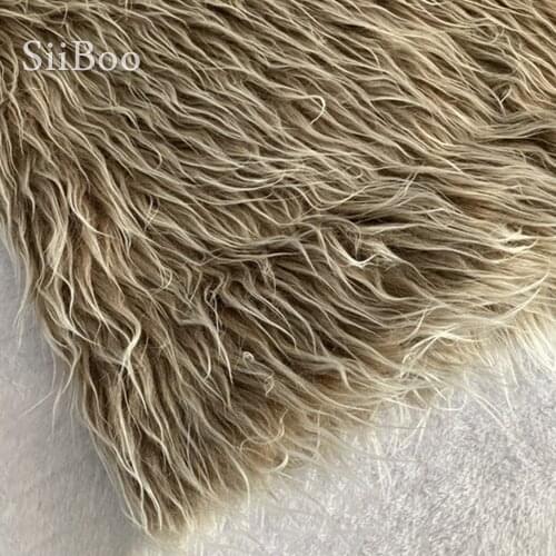 Siiboo faux mongolian fur fabric for garment accessories photograph prop DIY doll soft touch white color tip dye curl fur sp6556