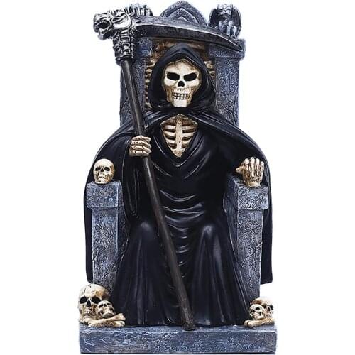 Traditional Throne Reaper Home Decor Desk Funny Horror Living Room Decoration Accessories Resin Statue Craft Halloween Decor