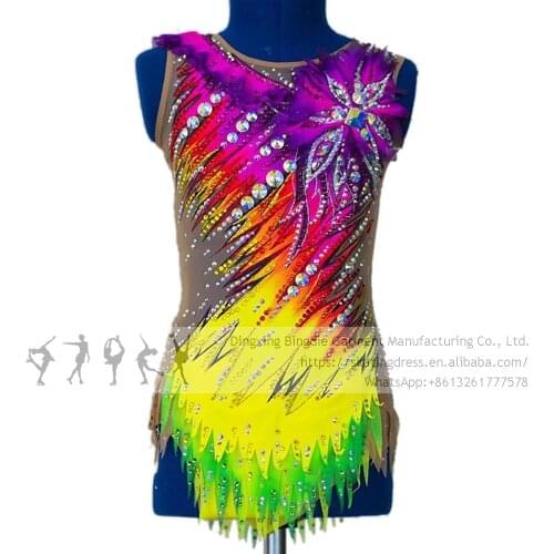 Aerobic Gymnastics Leotards Womens Girls' Ice Performance Figure Skating Dress Promotion Leotard Artistic Costume Multicolor