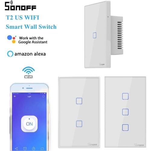 SONOFF T2 US WiFi Smart DIY Switch Via eWelink Wireless Remote Control Timer,Support 433 Signal Google Home Alexa Voice Control