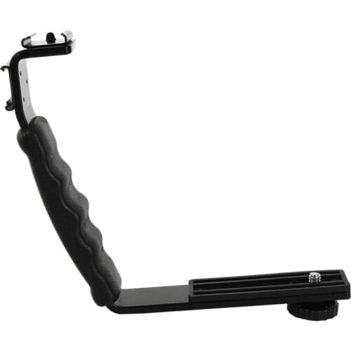 Universal Camera Grip L Bracket with 2 Standard Side Hot Shoe Mount Video Light Flash DSLR Holder Camcorder Photo Accessories
