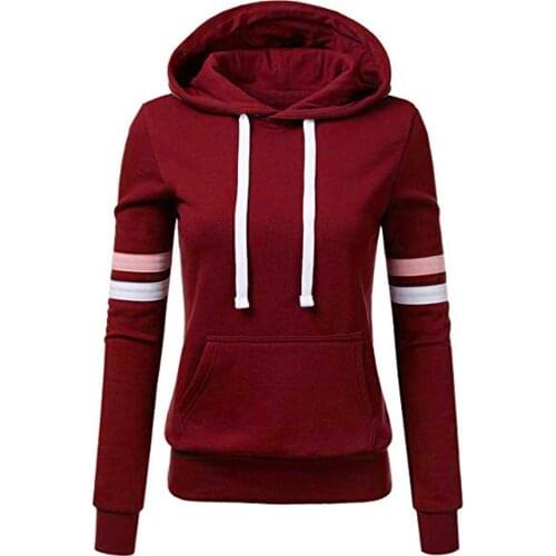 Female sweatshirt Women Stripe Sweatshirt Long Sleeve Oversized hoodie Blouse Hooded Pocket Pullover Tops Shirt Fast Shipping