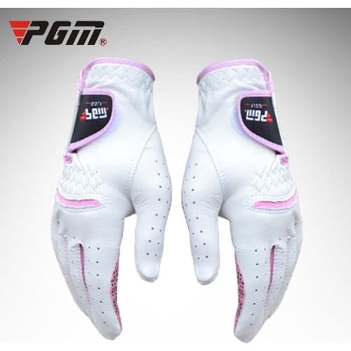 1pair PGM Golf Gloves Women Lambskin Breathable Non-slip Wear-resistant Sunscreen Sport Golf Accessories for Female Pink/Blue