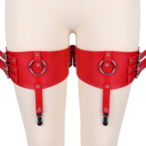 Harajuku Tight Leg Harness Bondage Belts Women Punk Heart Sexy PU Leather Garter Belt Elasticity Body Harness Suspender Strap