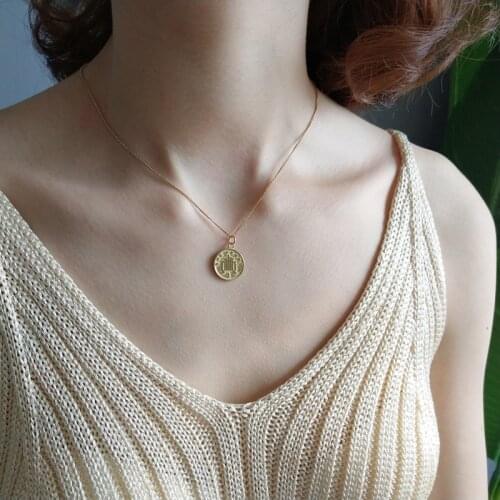 1pc/lot Sterling 925 silver dollar pendant necklace gold round fashion coin necklace for women 925 jewelry silver with charm