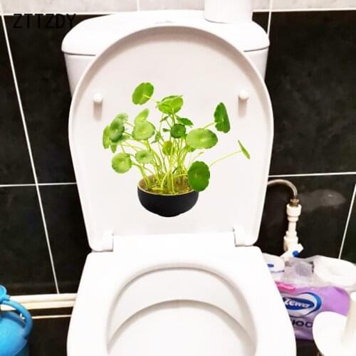 ZTTZDY 22.6×20.7CM Copper Coin Potted Plant Home Living Room Decoration Wall Decals WC Toilet Stickers T6-0137