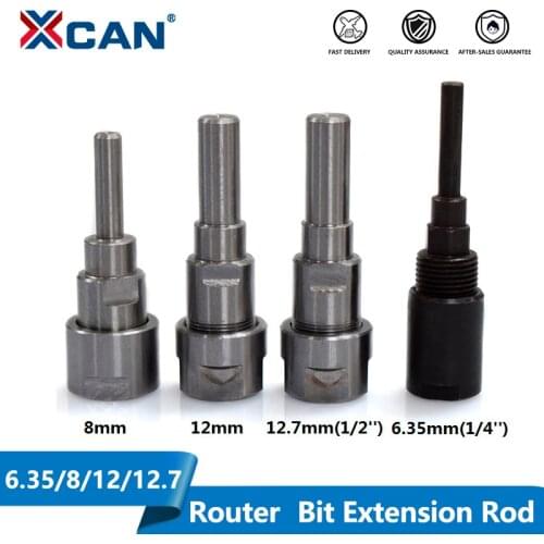 XCAN 1PC 6.35/8/12/12.7mm Shank Router Bits Collet Extension Rod for Engraving Machine Milling Cutter Tool Holders