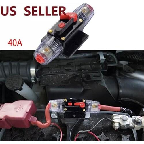12/48V Cars Stereo Audio Circuit Breaker Inline Fuse Fits 4-8 Gauge Wire 40A