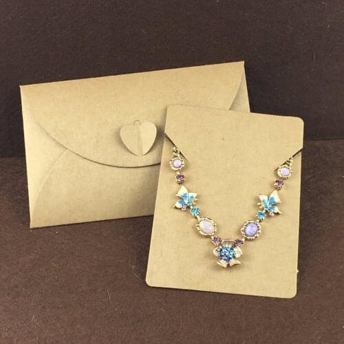 20Sets 4colors Paper Jewelry Displays Cards Necklace Cards+Love heart Cover Cards Necklace/Pandent Packing Envelopes