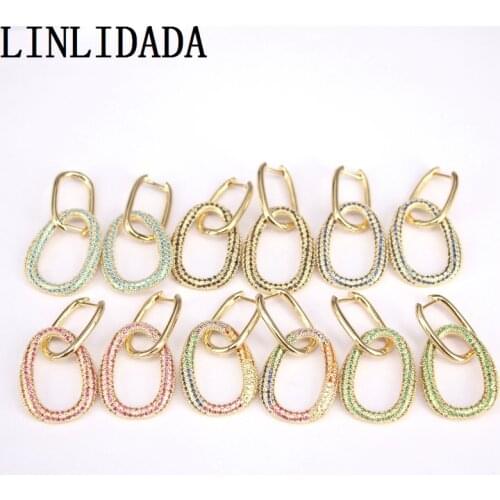 3Pairs CZ Crystal Dangle Earrings Engagement Drop-Earrings Gold Color For Women Girls Jewelry Gift