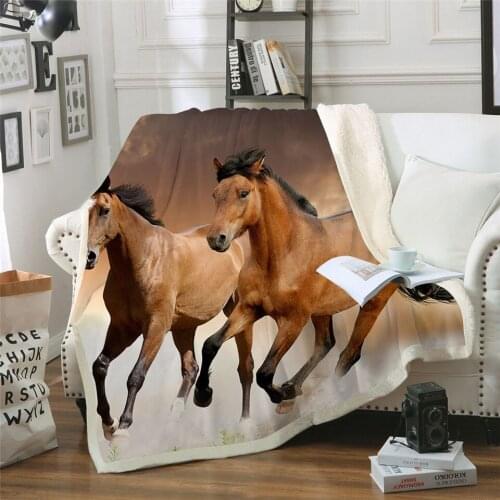 3D Blanket Plush Throw Blanket Gallant Horse Printed Sherpa Fleece Microfiber Throw Blanket Gift