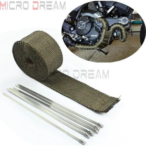 5 Meter Titanium Motorcycle Exhaust Header Wrap 2inch X 1/16inch X 16.4ft Heat Roll Muffler Pipe Wraps Universal