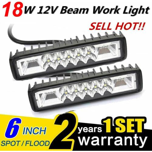 6 inch 18W 28000LM LED Work Light Spot Beam Bar Car SUV OffRoad Driving Fog Lamp