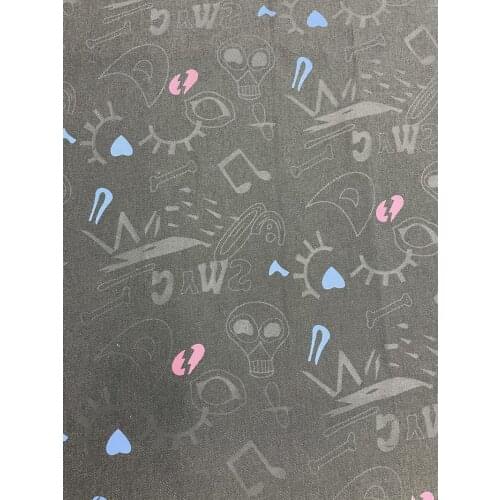 90cm/piece a2026 Skull pattern personality denim fabric shirt jacket pants DIY fabric designer fabric