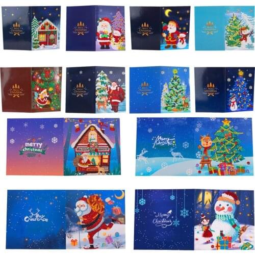 Diamond Painting Greeting Cards Special-shaped Part Drill Mosaic Merry Christmas Birthday Embroidery Kit Santa Xmas Postcards