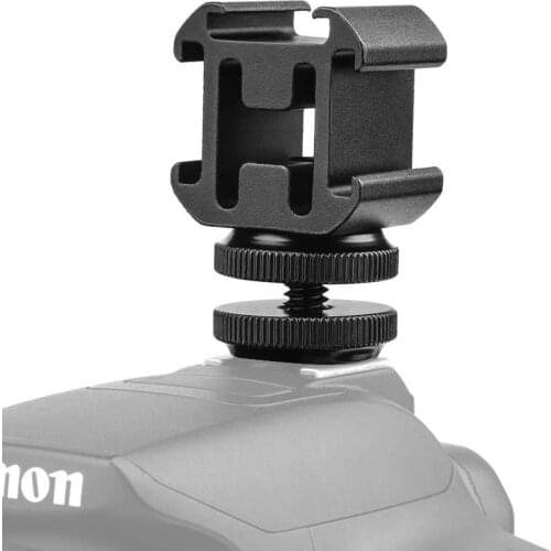 Aluminium Camera Hot Shoe Mount Adapter Video Triple Cold Shoe Bracket Lights For LED Monitors Microphones Audio Recorder Studio