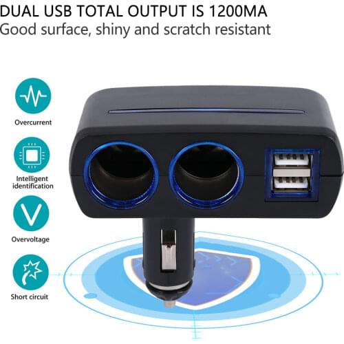 Car Auto Cigarette Lighter Dual USB Charger Socket Power Adapter Splitter Charger Universal 2 USB For Phone MP3 DVR Accessories