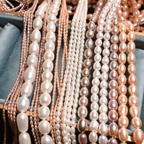 2-10mm Shiny Pearls Spacer Beads Small Rice Baroque White Natural Freshwater Pearl Beads DIY Hand Craft Jewelry Wedding Pearls