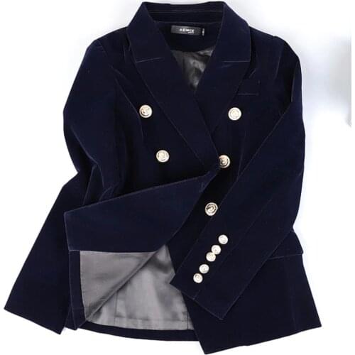 2020 Autumn Velvet Blazer OL Formal Small Suit jacket Women Slim Long Sleeve ladies Blazers feminino Women Gold Button