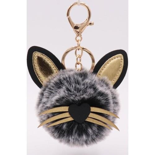 Hot Sale 1pc Cute Cat Keychain Pendant Women Key Ring Holder Pompoms Key Chains For Gift Dropshipping