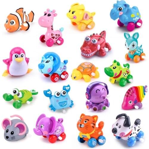 Baby Wind Up Toys Cute Cartoon Animal Giraffe Deer Dogs Spring Clockwork Silde Toys Pull Back Classic Funny Toys Random Color