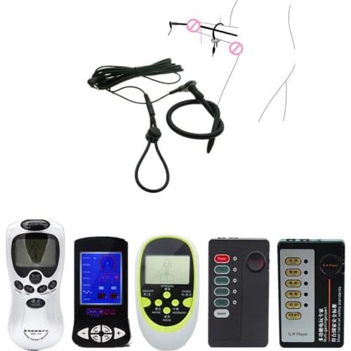 Male Electro Conductive Silicone Penis Plug Chastity Catheter Electro Stimulate Penis Ring Urethral Dilator Sounding Sex Toys