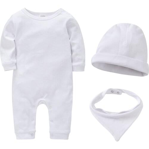 Kavkas Solid Baby Romper 3 Pcs/lot Newborn Body Bebe Long Sleeve Summer Cotton Clothes Blank Infant 0-3 Months Jumpsuit