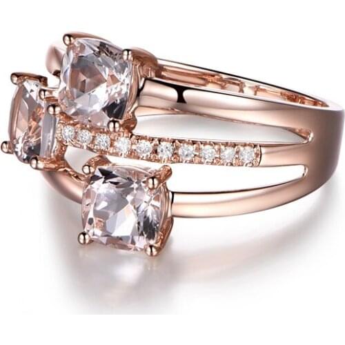 Orange powder Morgan stone womens rose gold ring advanced jewelry birthday party jewelry custom gift