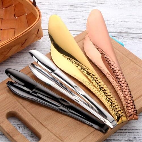 Creative Metal Food Tongs Barbecue Bread Clip Colorful Rose Gold Stainless Steel Tongs BBQ Steak Utensils Kitchen Baking Tools