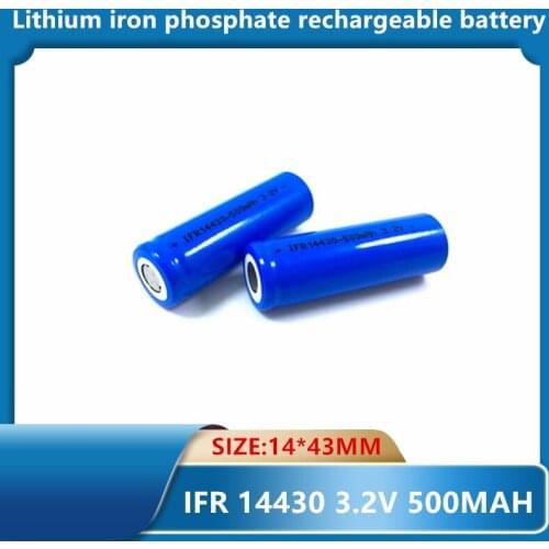 Lithium iron phosphate rechargeable battery 3.2V IFR14430 500mAh IFR 14430