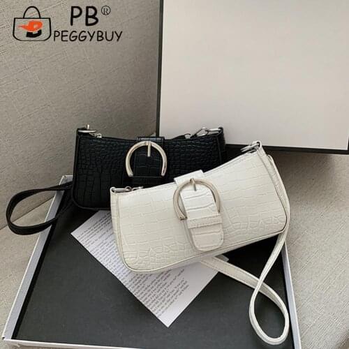 Mini Handbags Shoulder Underarm Girls Brief Zipper Womens Pure Color PU Messenger Bags Casual Women with Alligator Pattern