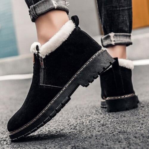 2019 New Fashion Keep Warm Winter Male Boots Mens Boots Designer Winter Shoes Men Warm Short Plush Casual Fur Boots Men Khaki