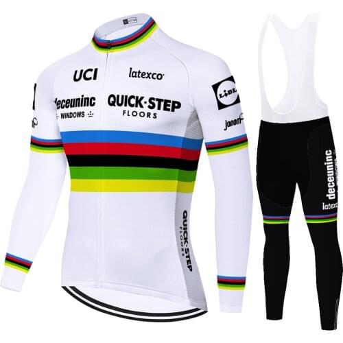 2021 uniforme ciclismo hombre men Team QUICK STEP long sleeve Cycling Jersey 9D gel pad Bib Set Bike roupa ciclismo masculino