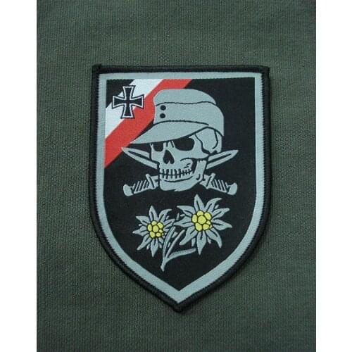 WWII German Wehrmacht Skull Edelweiss Patches