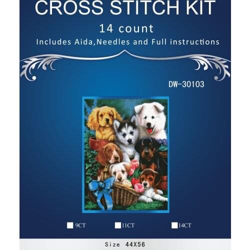 Oneroom Dog family Embroidery Needlework Crafts 14CT Unprinted DMC DIY Quality Cross Stitch Kits Handmade Arts Decor
