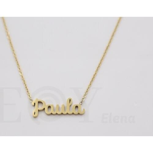 Collar De Acero Inox Con Nombre De Paula Color Dorado Alta Calidad Envió Desde España