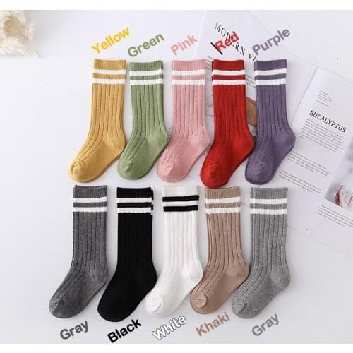 1-9 Years Kids Boys Toddlers Girls Socks Knee High Long Soft Cotton Baby Socks Stripped Children Socks School Clothes