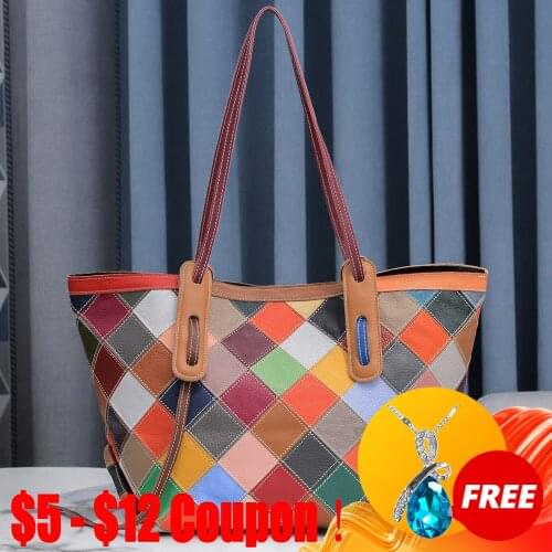 CGA Leisure All-match Striped Patchwork Handbags Bags For Women Designer Luxury Genuine Leather Large Capacity Cowhide Bag Bolso