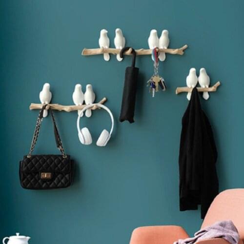Bird Three-Dimensional Hook Nordic Style Home Decoration Living Room Bedroom Bathroom Clothing Key Towel Resin Hook Hanger