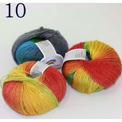 Sale Soft 4X50gr balls Cashmere Wool Colorful Rainbow Wrap Shawl DIY Hand Knit Yarn 524-10 Gray Blue Yellow Red
