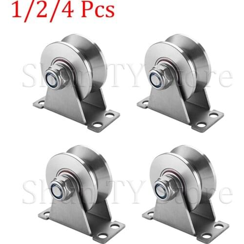 1/2/4 Pcs 2" stainless Steel V Type Wheel Sliding Gate Roller For Inverted Track Sliding Gate Industrial Machines Wire Rope Rail