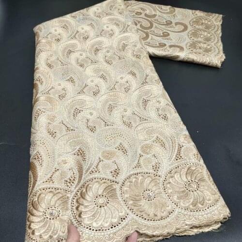 5yard Swiss lace fabric 2021 latest heavy beaded embroidery African 100% cotton fabrics Swiss voile lace popular Dubai style