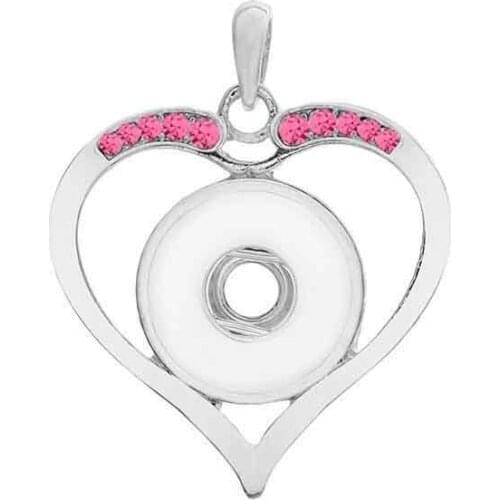 Interchangeable 202 Charm Jewelry For Women Rhinestones Heart Ginger Snap Button Jewelry Pendants Necklace (fit 18mm button)