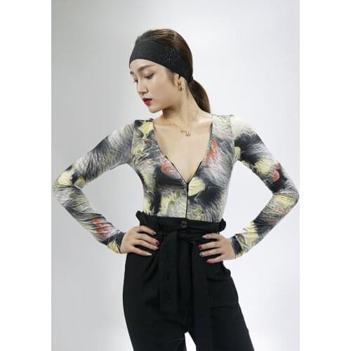 Latin Dance Tops Women Long Sleeve Salsa Dancewear Tap Dance Outfit Ballroom Practice Wear Designer Clothes Samba Costume JL2520