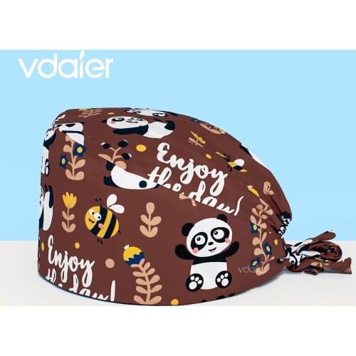 Unisex 100% Cotton nurse scrubs cap hat Operating Room Nurse Surgical Woven Bouffant Cap Hat for Long Hair vet cap surgery hat