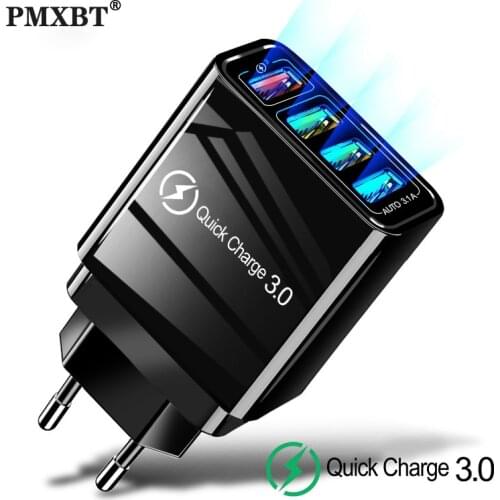 36W USB Charger 4 Port USB Charge Adapter Travel Wall Mobile Phone Fast Charging For iPhone 12 11 Xiaomi Redmi LG EU US UK Plug
